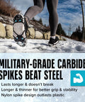 Runner wearing Everyday G3 Ice Cleats For Shoes And Boots With Traction Spikes on snowy path
