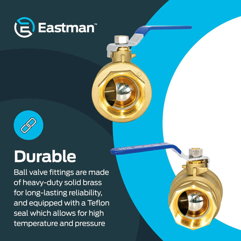 Front view of 2 Inch IPS Heavy Duty Full Port Ball Valve Brass Plumbing Fitting with easy operation steel handle and Teflon seal