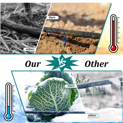 Comparison of 1640 Feet One Quarter Inch Drip Irrigation Tubing Kit For Garden And Lawn against other systems in temperature extremes