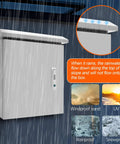 Tough As Nails Weatherproof Electrical Junction Box With Dual Slope Rain Guard and smart ventilation slots in rain.