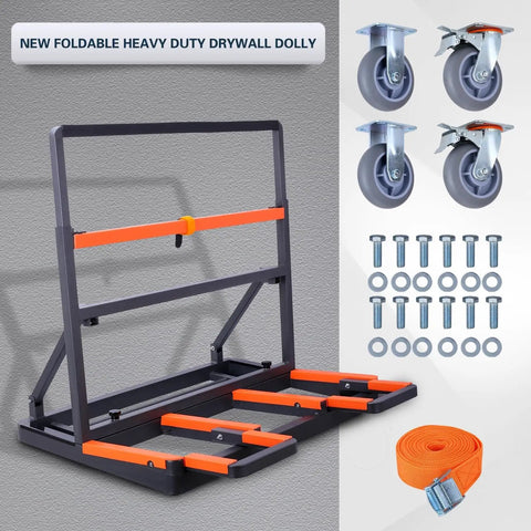 Super Heavy Duty Folding Panel Dolly And Glass Drywall Transport Cart with padded non scratch surfaces and secure tie downs