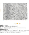 Peel and Stick Granite Countertop Contact Paper 15.7 Inch Wide by 354 Inch Long Self Adhesive Vinyl Waterproof Gray Marble Look