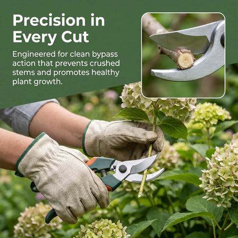 Heavy Duty Replacement Blades For Electric Pruning Shears, Four Piece Carbon Steel Pruner Knife Set cutting through plant stem.