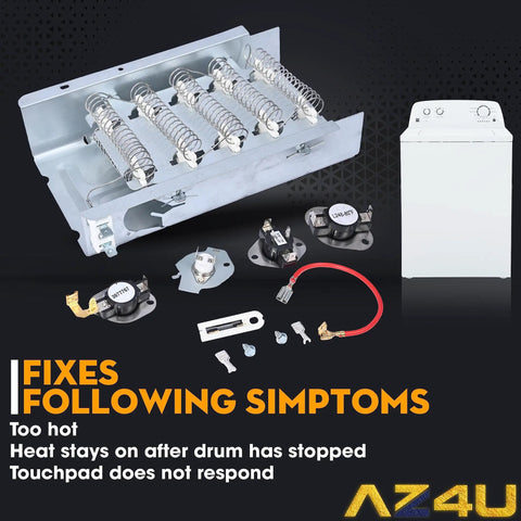 5 Piece Dryer Heating Element And Thermostat Replacement Kit For Electric Dryers with heating element and parts visible