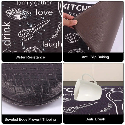 Washable Anti Fatigue Kitchen Mat 17 By 29 Inch Cushioned Foam Runner With Non Slip Ergonomic Comfort For Standing displayed in use