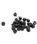 Top Shelf Black 4 40 Nylock Nuts One Hundred Piece Pack For Grease Monkey Repairs Featuring Coarse Thread Self Locking Grips Plus Sturdy Reservoir Bin For Quick Grab And Go Mobile Mechanic Setup, showing black nylon insert locking nuts.