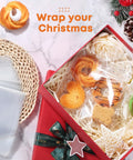 Clear Cellophane Treat Bags 5x7 Inches, 100 Pack With Gold 3 Inch Twist Ties for cookies and desserts in red gift box display.