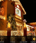 House decorated with 240 LED 88ft Connectable String Lights Indoor Outdoor Warm White Fairy Lights With Timer for holiday ambiance
