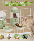 Game Changer Hanging Auto Feeder And Gravity Water Dispenser Combo For Bunnies And Ferrets with green feeder for small animals.