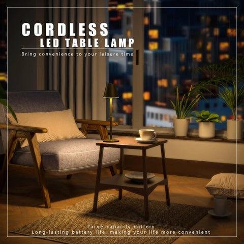 Cordless 2 Pack Desk Lamps With 5000mAh Rechargeable Battery And 3 Level Dimmable LED Night Light on side table by window