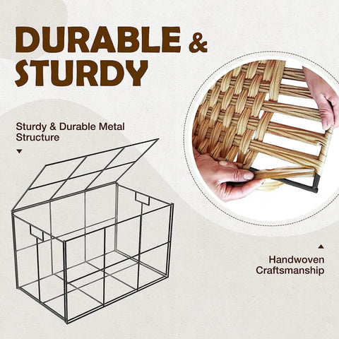 Solid Foldable Storage Basket With Heavy Duty Metal Frame And Skillfully Handwoven Exterior Featuring Smooth Cotton Lining Secure Hinged Lid Plus Ergonomic Carry Handles For Badass Bedroom Laundry Shelf Organization In Sleek Gray