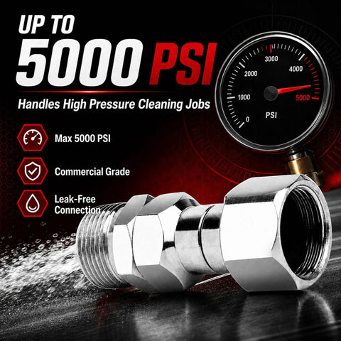 Pro Grade M22 14mm Pressure Washer Swivel Fittings 2 Pack Universal Hose And Gun Connection 304 Stainless Steel Heavy Duty Industrial Strength 5000 PSI Cold Forged Salt Spray Tested on 5000 PSI gauge