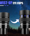 Dope Zoom Telescope Eyepiece 7.2-21.6mm 1.25 Inch FMC Optics with twist-up eyecups against night sky background