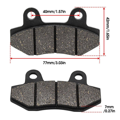 Rear Disc Brake Pads 4 Pcs Fit B200R B200C B200RSV B200 Mini Bike Gy6 Scooters 49cc 50cc 125cc 150cc with dimensions