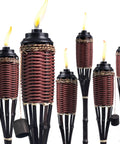 Bamboo Outdoor Torches For Backyard Vibes With 16 Ounce Fuel Canisters Extra Large 57 Inch Tall Metal Containers
