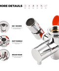 Faucet Mounted Eye Wash Station for Emergencies with 360 Degree Rotating Head and adapters, chrome finish and red lever