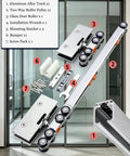 Sliding Door Track Hardware Set 9.6ft Hydraulic System, slick silver finish, rollers, soft close, and mounting hardware