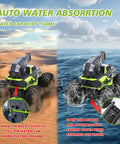 3-In-1 Amphibious RC Stunt Truck With Water Gun, switching from land to water mode with auto water absorption feature