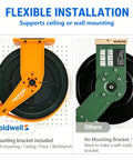 Heavy Duty Retractable Air Hose Reel With A Tough As Nails 50 Ft Epdm Rubber Hose No Sweat Auto Rewind Length Lock wall and ceiling mount options.