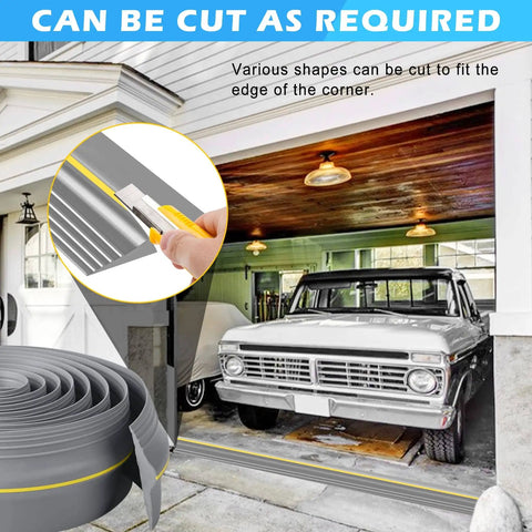 Garage Door Bottom Seal Strip Weatherproof EPDM Rubber Threshold 20 Ft Fits All Standard Doors No Adhesive Easy DIY Install