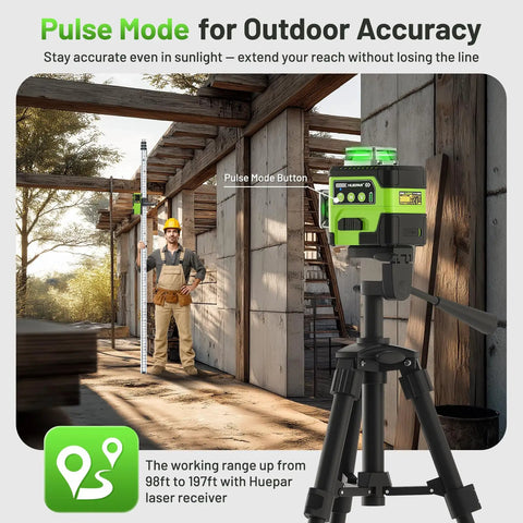 Pro Grade Laser Level 360 Self Leveling With Digital Angle Screen on tripod in outdoor construction site