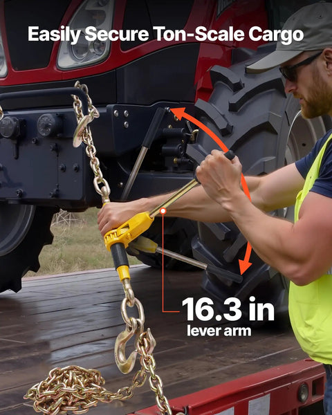 No Nonsense Heavy Duty Ratchet Chain Binder Secure Cargo Like A Pro, 9200 Lb Working Load With G80 Steel, Fits 3/8 To 1/2 Inch Chains, Rock Solid Tie Down Kit For Trucks, Towing, And Logging Jobs