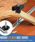 20-Piece 1/4 Inch 20 T Track Knob Kit With 1-1/2 Inch And 2 Inch T Slot Bolts, Star Knobs And T Knobs for woodworking