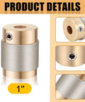Glass grinder bit head, 1-inch, brass top with textured silver grip (front view)