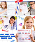 Top Shelf Fourteen Piece Self Inking Office Stamp Set Featuring Slick Business Message Designs For Approved Paid Copy Faxed And Scanned Papers That Make Desk Work Go With Zero Sweat, featuring stamped documents held by children.