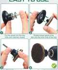 Step-by-step guide showing assembly of 92-Piece 2-Inch Sanding Discs Set With One Quarter Inch Shank Holder For Die Grinder Grind Buff Polish Rust Paint Removal