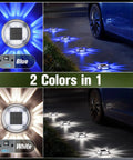 12 Pack Solar Ground Lights With Dual Color Modes White And Blue Waterproof Driveway Marker Lights illuminating pathway