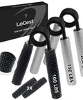 Metal Hand Grip Set 100Lb To 200Lb Three Pack No Slip Heavy Duty Grip Strength Trainer With Gift Box, black and silver, for wrist and forearm training.