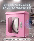 Heavy Duty Galvanized Steel EV Charger Protection Housing Box With Sloped Rain Hood And Secure Combo Lock For All Weather Outdoor Charging Stations Tough As Nails Weather Guard, Pink, Wall-mounted, 23.6" x 19.7" x 9.8".