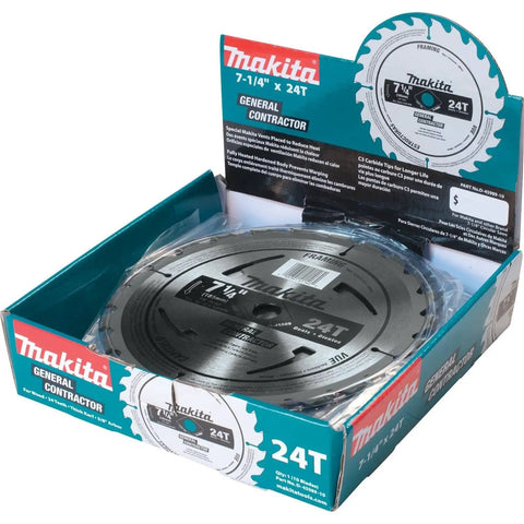 7 1/4 Inch 24 Tooth Carbide Tipped Circular Saw Blade With ATAF Tooth Design For Precision Framing And General Purpose Cuts, Ultra Thin Kerf For Smoother Cuts And Less Drag, Hardened Plate, 10 Pack in packaging