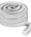 4 Inch By 20 Foot PVC Dust Collection Hose For Woodworking Thickened Puncture Resistant Clear PVC Fume And Dust Duct Flexible See Through Design With Carbon Steel Wire Reinforcement Made In USA coiled view