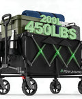 Heavy Duty Foldable Wagon Cart With Wheels 450 Lb Capacity Lightweight Portable Utility Wagon With Two Cup Holders For Camping Beach Garden Sports And Grocery
