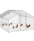 Sturdy Metal Chicken Coop With Waterproof UV Cover And Walk In Run Spire Roof Outdoor Cage For Backyard farm