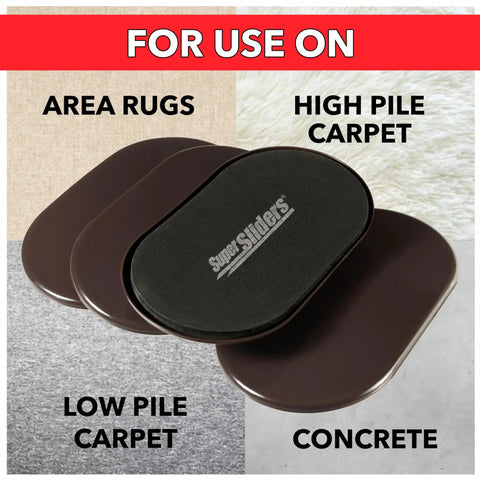 XL Oval Reusable Furniture Sliders For Carpet Five And Three Quarters Inch By Nine And One Half Inch Anti Slip Protective Moving Pads For Beds Sofas Dressers Brown Set Of 4 Perfect For Heavy Furniture And Protects Carpet And Floors From Scuffs