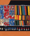 All In One Wire Terminal Kit With 678 Copper Connectors Ring Fork Spade And Quick Disconnects Plus 328 Heat Shrink Tubing in case