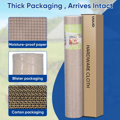 Hardware Cloth Half Inch By Forty Eight By One Hundred Feet, 19 Gauge Silver Galvanized After Welding, Rust Resistant Cage Fencing For Chickens, Rabbits, And Snakes, Tough As Nails Welded Wire Mesh packaged in cardboard roll