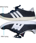 Comparison of shoes before and after using Powerful 2000W UV Light Box Curing Enclosure For Shoes And Resin, showing restored white soles.