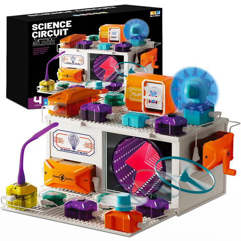 Level 4 Electrical Circuit Blocks STEM Kit for Kids with Over 380 Projects, colorful electronics toy set
