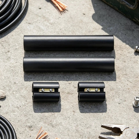 Heavy Duty Underground Wire Splice Kit With 2 Pieces Heat Shrink Tubing And Connectors For Secure Water Resistant Electrical Joints Made To Last Forever, black