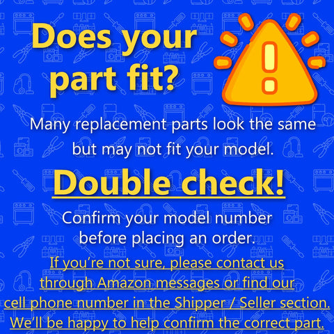 Graphic reminder to check model compatibility for Pantry Drawer End Cap Set Kit W10874836 Left And Right Sides Compatible With Amana Kenmore KitchenAid Maytag Whirlpool Refrigerators Replaces 4449807 AP6004794 FIX11738134