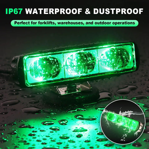 Premium Forklift Safety Light Casting A Bright Green Line To Keep Warehouse Teams Secure And Rolling Smooth Includes Two Legit Triple Lens Led Hazard Warning Projectors For Factories And Stores