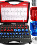 Killer Nut Bolt Thread Checker Kit 50 Pcs Standard And Metric Inch Size Gauges Detachable Screw Identifier shown with open case.