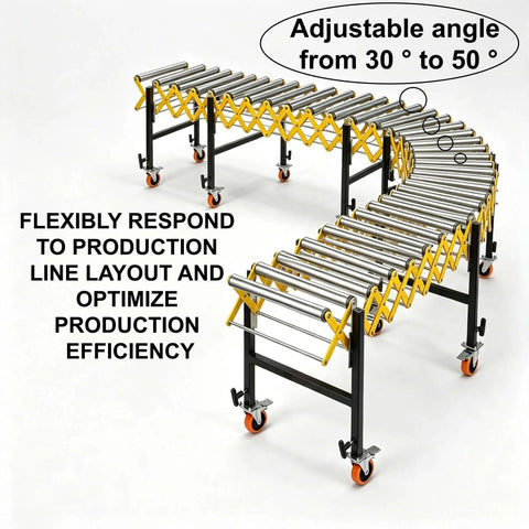 Heavy Duty Conveyor Belt Rollers With 1450 Lbs Load Capacity Adjustable Roller Stands with flexible angle adjustment for material handling.