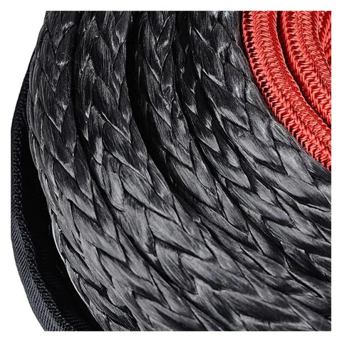 Heavy Duty Electric Winch Synthetic Rope Cable 38 Inch 23 Meters For Dirt Bike ATV Truck And Boat Recovery close-up of black braided synthetic rope.