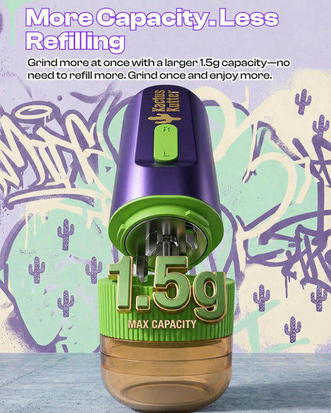 KactusKutter K1 Pro Electric Herb Grinder One-Handed Automatic Spice Mill with 1.5g capacity and sharp blades.