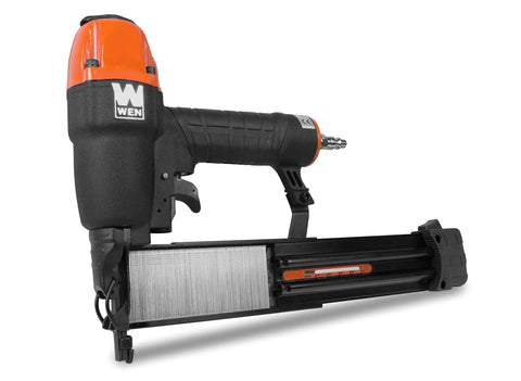 Heavy Duty Workhorse 18 Gauge Pneumatic Brad Nailer And Quarter Inch Crown Stapler Combo with quick release magazine and adjustable depth.